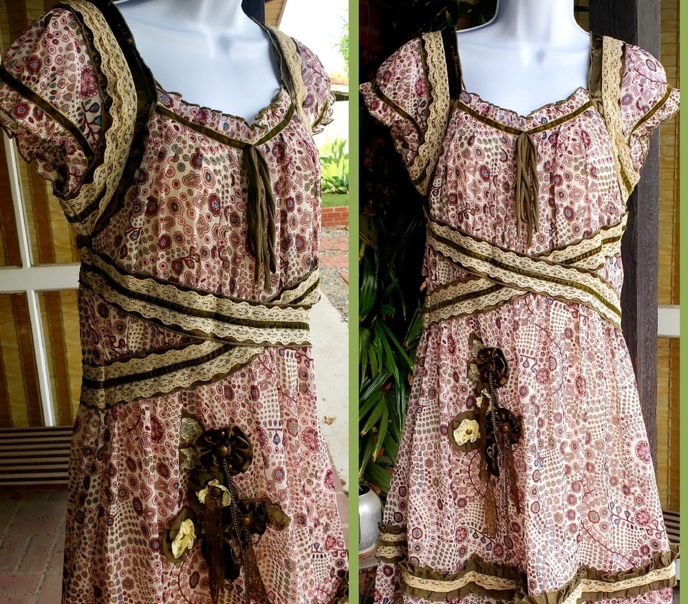 Flair Collection Velvet Lace Embelished Dress Med